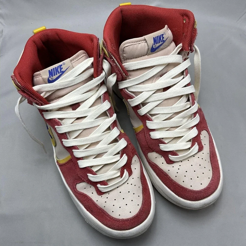 Nike Shoes Womens Size 8.5 Red Suede High Top Dunk Sneaker Cushioned DH3718-600 - Picture 3 of 8